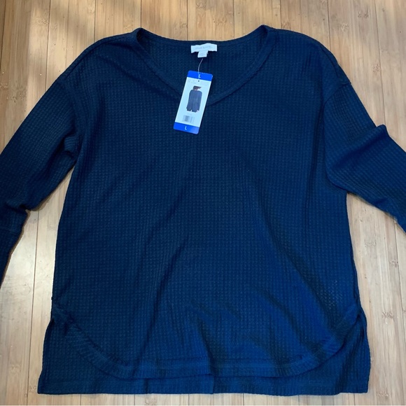 Vintage America Tops - Vintage America Deep Blue Textured Knit Top